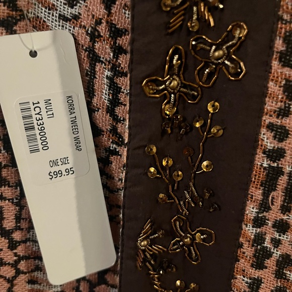 NWT Soft Surrounding kimono Capelet coat sweater embellished beaded tweed - Picture 4 of 4